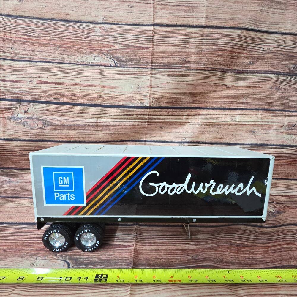 Vintage Nylint Goodwrench pressed steel semi trailer GM parts black/white
